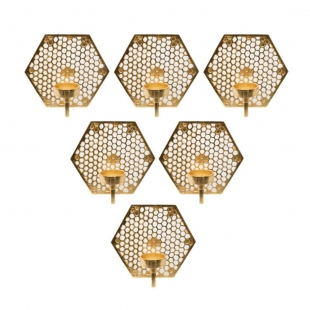 6lı Set Gold Duvar Petek Mumluk
