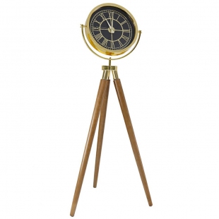 Ahşap Ayaklı Tripod Gold Saat