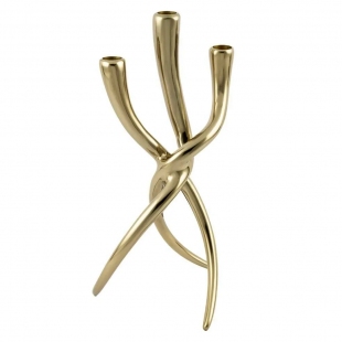 Antik Gold Metal 3lü Mumluk 17x37 cm