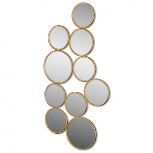 Asimetrik Daire Gold Ayna 51x104 cm