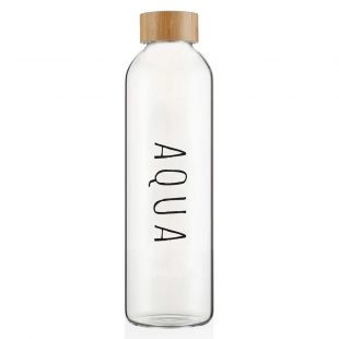 Bambu Kapaklı Borosilikat Cam Su Şişesi 1000 ml