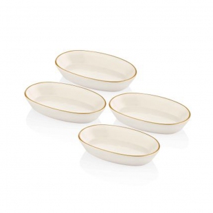 Basic Oval Servis Krem - 17 cm - Dörtlü Set