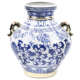 Blue Blanc Gold Seramik Vazo 32 cm