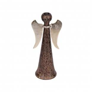 Brown - Gold Metal Şamdan 26 cm