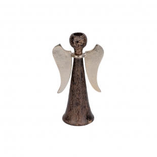 Brown - Gold Metal Şamdan 21 cm