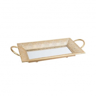 Çiçek Desen Gold Tepsi