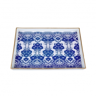 Dikdörtgen Lacivert Dantelli Tepsi 46x30 cm