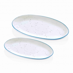 Dots Oval Servis 2li Set - 26 cm & 29 cm - Mavi