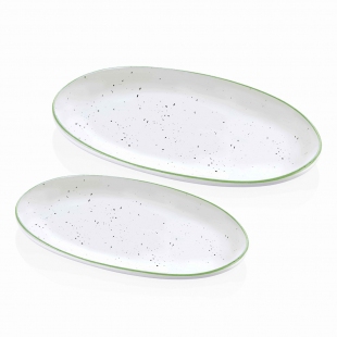 Dots Oval Servis 2li Set - 26 cm & 29 cm - Yeşil