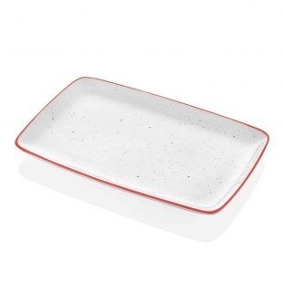 Dots Oval Servis Krem - 17 cm 4 Lü Set - Kırmızı