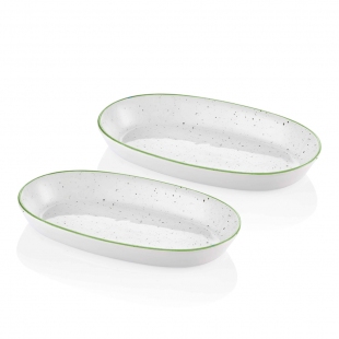 Dots Oval Servis Krem- 26 cm 2 Li Set - Yeşil
