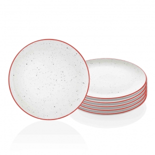 Dots Pasta Tabağı 6 Lı Set - 19 cm - Kırmızı
