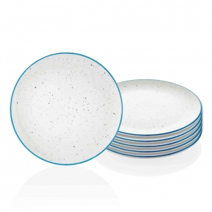 Dots Pasta Tabağı 6 Lı Set - 19 cm - Mavi
