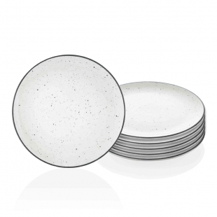 Dots Pasta Tabağı 6 Lı Set - 19 cm - Siyah
