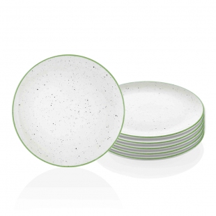 Dots Pasta Tabağı 6 Lı Set - 19 cm - Yeşil