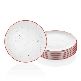 Dots Servis Tabağı 6 Lı Set - 26 cm - Kırmızı