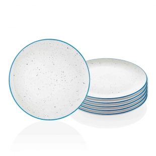 Dots Servis Tabağı 6 Lı Set - 26 cm - Mavi