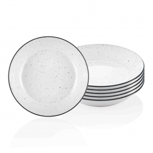 Dots Yemek Tabağı - 6lı Set 20 Cm - Siyah