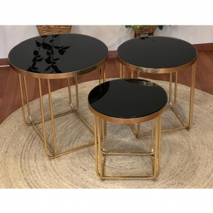 Eskitme Gold 3lü Zigon Sehpa