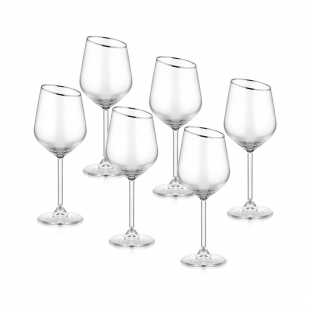 Gina Şarap Kadehi 6Lı Set  - Gümüş