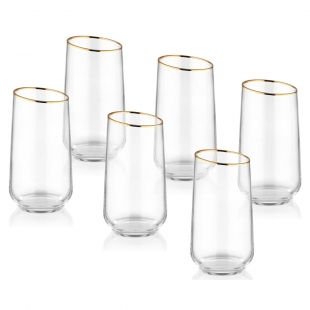 Gina Su Bardağı Uzun 6lı Set - Gold