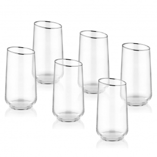Gina Su Bardağı Uzun 6lı Set - Gümüş