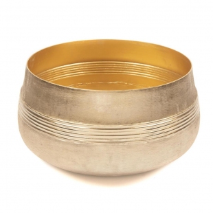 Gold Bej Metal Saksı  30x19 cm