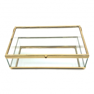 Gold Kapaklı Cam Kutu 22x12x8 cm