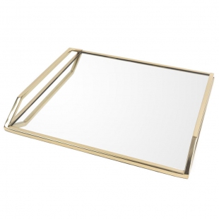 Gold Kare Aynalı Dekoratif Tepsi 40x40 cm