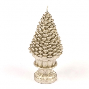 Gümüş Çam Kozalağı Mum 15 cm