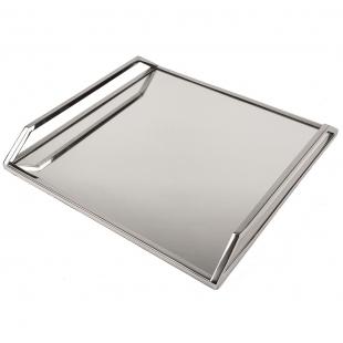 Gümüş Metal Kare Aynalı Tepsi 40 cm