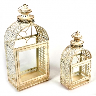 Lantern Delikli Kubbe Çatılı 2li Fener 56-40 cm