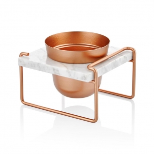 Mermer Standlı Bakır Saksı -16*15*12 cm