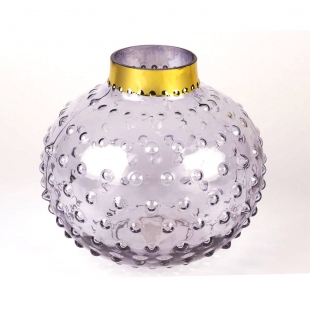 Gold Detaylı Mor Vazo 20 cm
