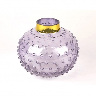 Gold Detaylı Mor Vazo 14 cm