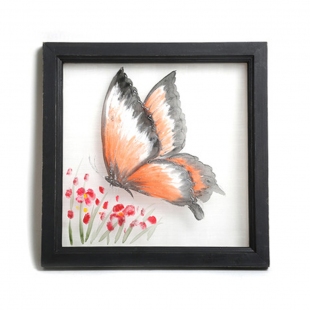Orange Minyatür Kelebek Tablo 40x40 cm