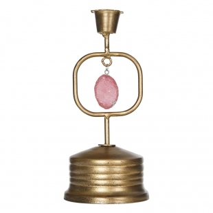 Pembe Taşlı Gold Mumluk