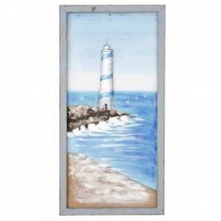 Pera Mavi Deniz Feneri Dekoratif Tablo 50x100 cm