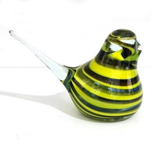 Sarı Cam Kuş Dekor 7x13 cm