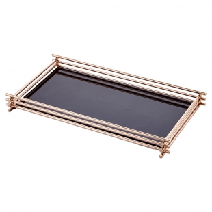 Siyah Camlı Rose-Gold Tepsi