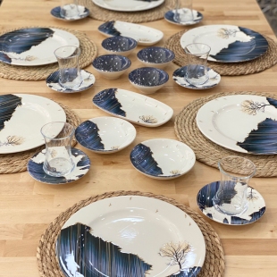Valery 26 Parça Stoneware Blue Dream Kahvaltı - Sunum Seti