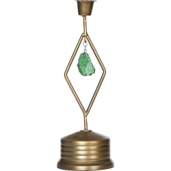 Yeşil Taşlı Gold Mumluk