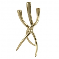 Antik Gold Metal 3lü Mumluk 17x37 cm