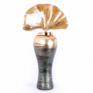 Gold Ginkgo Yapraklı Küp 82 cm