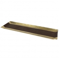 Gold Kahve Deri Kaplı Dikdörtgen Tepsi 65x21x3 cm