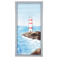 Pera Kırmızı Deniz Feneri Dekoratif Tablo 50x100 cm