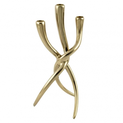 Antik Gold Metal 3lü Mumluk 17x37 cm