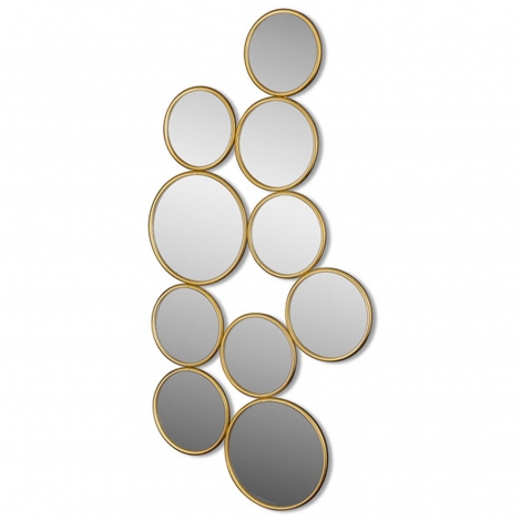 Asimetrik Daire Gold Ayna 51x104 cm