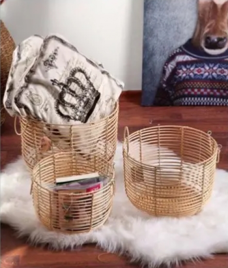 Bambu Rattan Üçlü Dekoratif Sele Takımı 