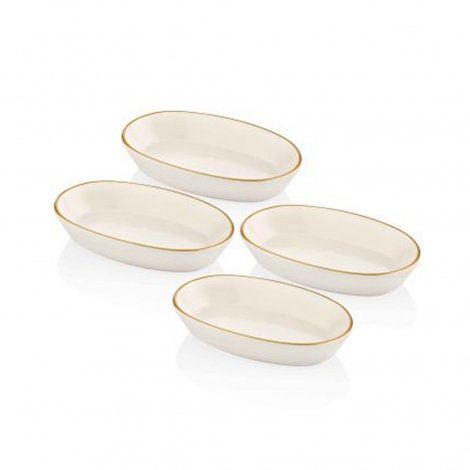 Basic Oval Servis Krem - 17 cm - Dörtlü Set